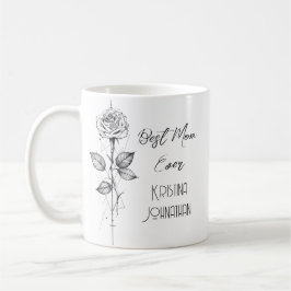 Taza De Café Día de la Madre Hand Made Black and White Rose