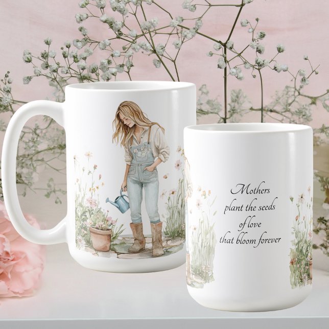 Taza De Café Día de la madre joven verde acuarela (Subido por el creador)