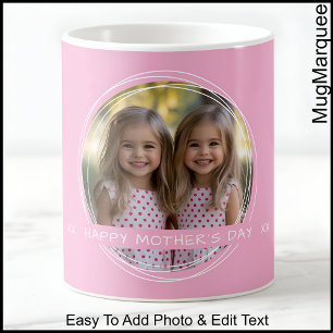 Taza De Café Día de la Madre, mamá, Personalizado de foto rosa 