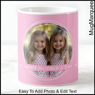 Taza De Café Día de la Madre, mamá, Personalizado de foto rosa