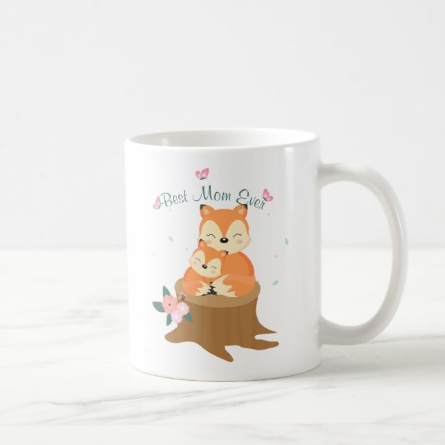 Taza De Café Día de la Madre Mamá y bebé zorros (Derecha)