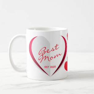 Taza De Café Día de la Madre Mejor Madre Corazón Moderno Script