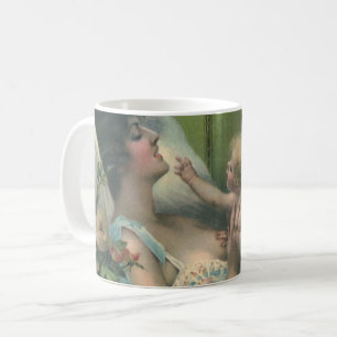 Taza De Café Día de la Madre Vintage, mamá victoriana con bebé