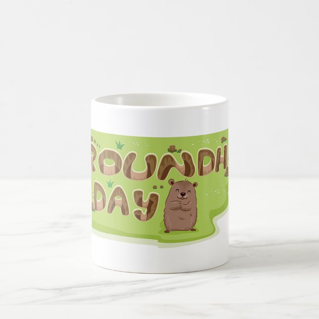 Taza De Café Día de la Marmota con letras de madera (Subido por el creador)