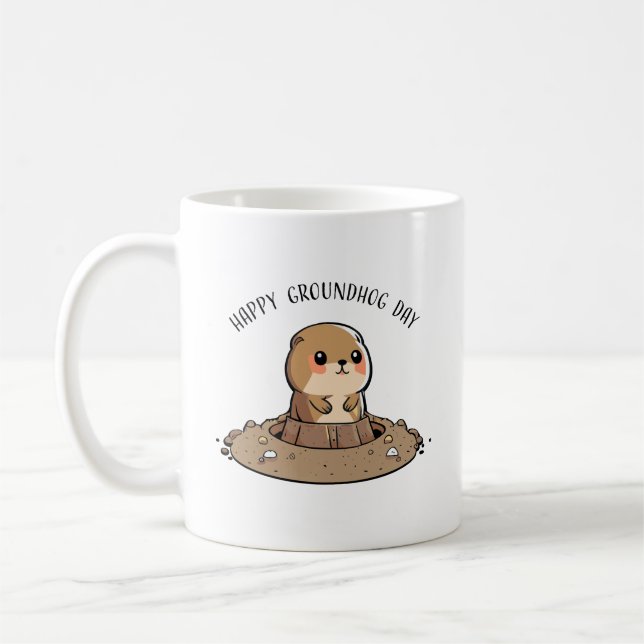 Taza De Café Día de la Marmota Kawaii Mug (Izquierda)