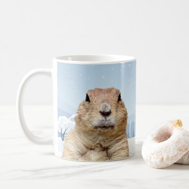Taza De Café Día de la Nieve en Groundhog (Con donut)