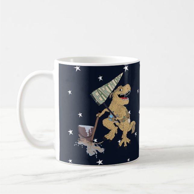 Taza De Café Día de la Tierra arroja a Dino sobre el café blanc (Izquierda)