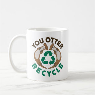 Taza De Café Día de la Tierra del Reciclaje de Bicicletas Otter