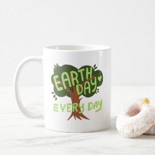 Taza De Café DÍA DE LA TIERRA TODOS LOS DÍAS Árbol con mango