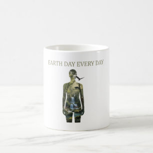 Taza De Café Día de la Tierra Todos los Días Arte de Silueta de