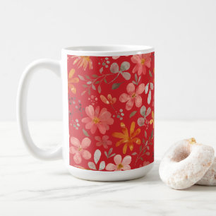 Taza De Café Día de las madres florales en escarlata de llama