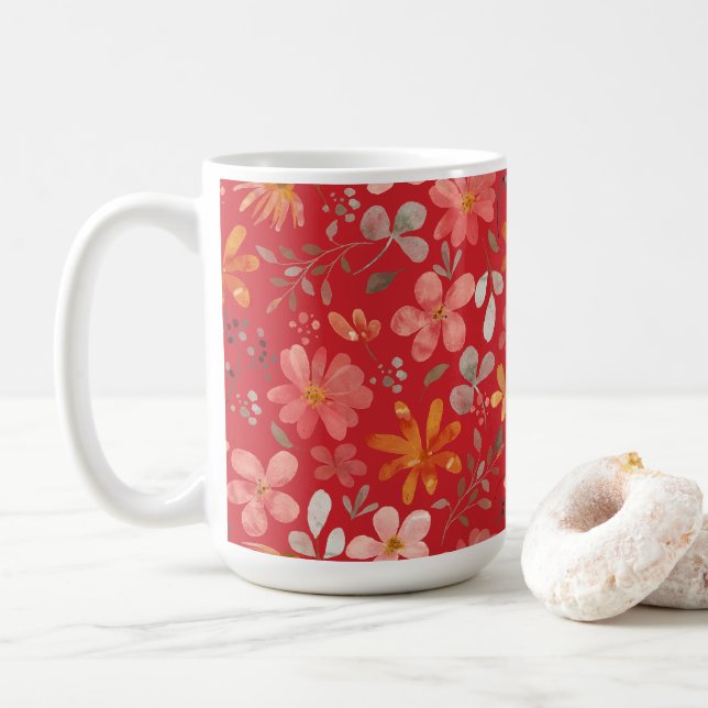 Taza De Café Día de las madres florales en escarlata de llama (Con donut)