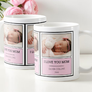 Taza De Café Día de las Madres Personalizado Bebé Rosa Foto Mod