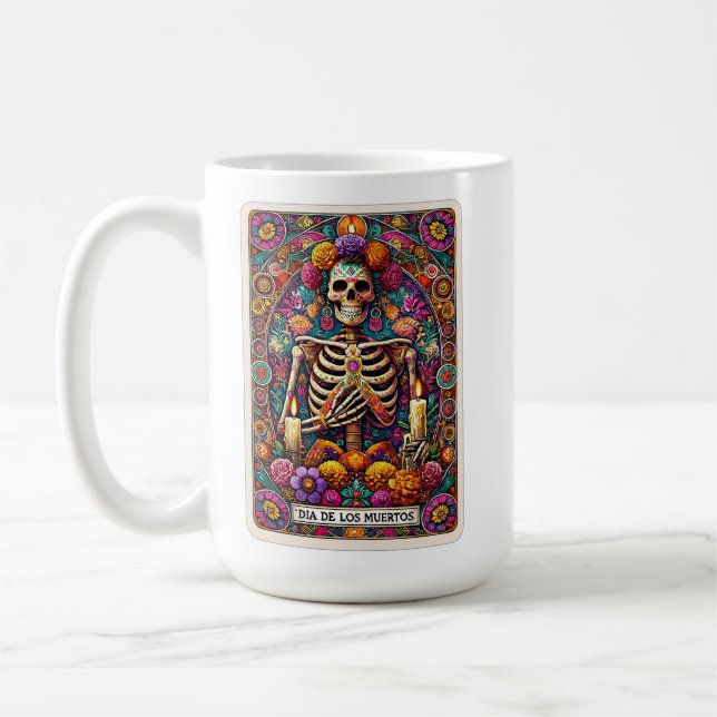 Taza De Café Día de los Muertos | Día de los Muertos Cráneo de  (Izquierda)