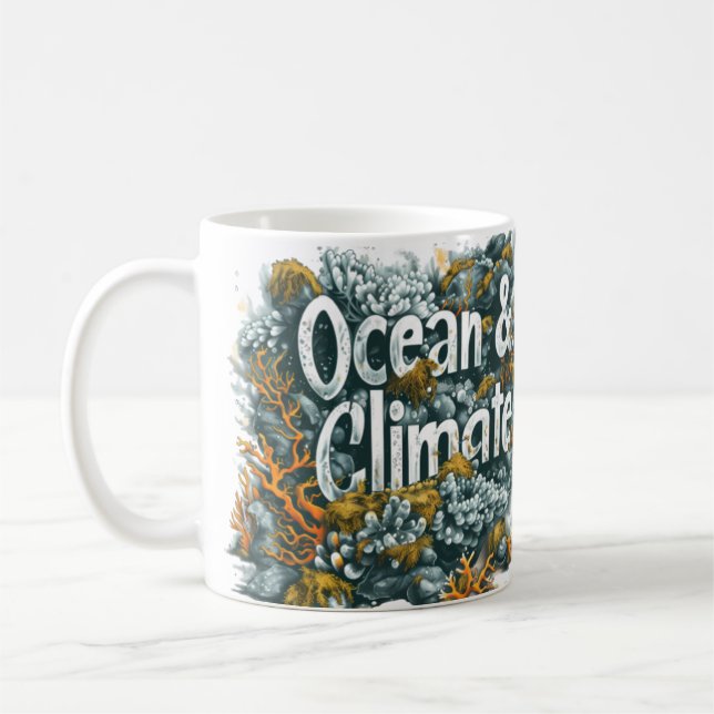Taza De Café Día de los Océanos - Texto sobre el Océano y el Cl (Izquierda)