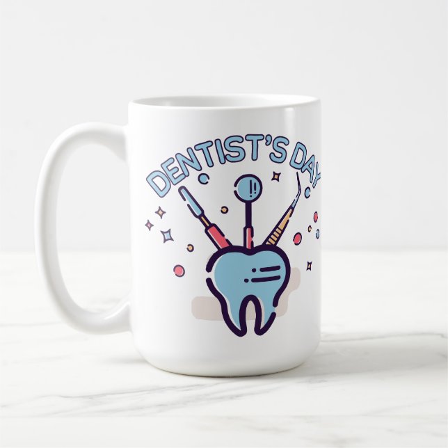 Taza De Café Día de los Retro Dentistas, herramientas dentales  (Izquierda)
