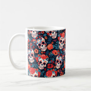 Taza De Café Día de Muertos, calaveras de azúcar