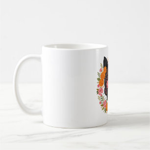 Taza De Café Día de Muertos Cráneo de Gato Negro Flor de Zempas