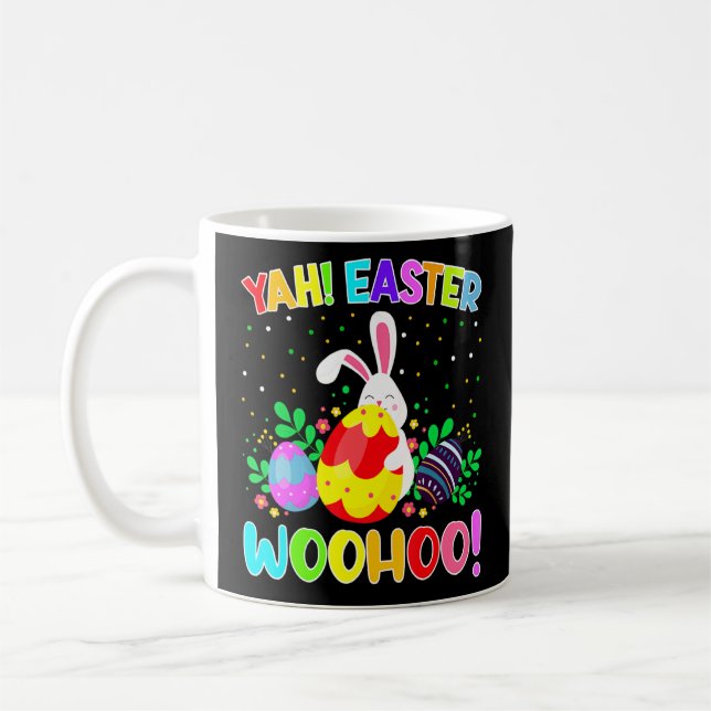Taza De Café Día de Pascua de Conejo Conejo Nevado Huevos Niños (Izquierda)