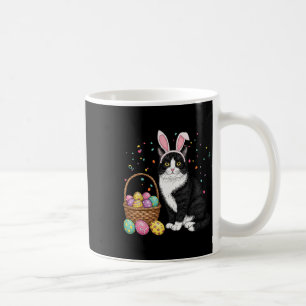 Taza De Café Día de Pascua Gato Orejas de Conejo Huevos Gráfico