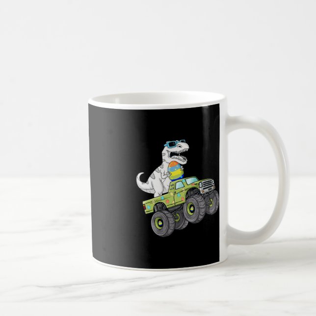 Taza De Café Día De Pascua Para Rex Dino Monstruando Camiones (Derecha)