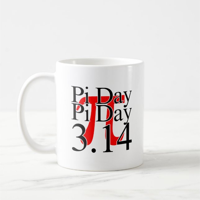 Taza De Café Día de Pi 3.14 Negro y Rojo (Izquierda)