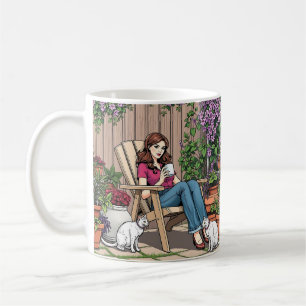 Taza De Café Día de relajación   Mujeres con café, gatos y plan