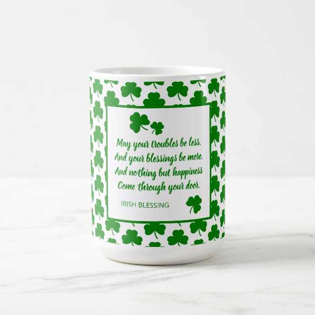 Taza De Café Día de San Patricio: Bendición del Shamrock verde (Centro)
