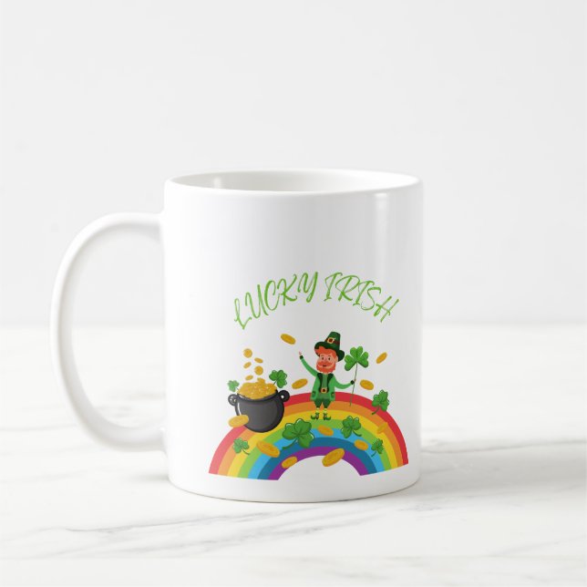Taza De Café Día de San Patricio - Divertido Lucky Irlandés Lep (Izquierda)