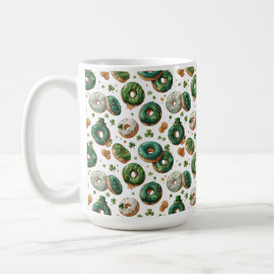 Taza De Café Día de San Patricio Donut y Trébol Acuarela