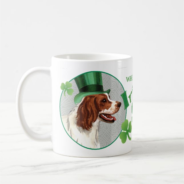 Taza De Café Día de San Patricio Irlandés Red & White Setter (Izquierda)