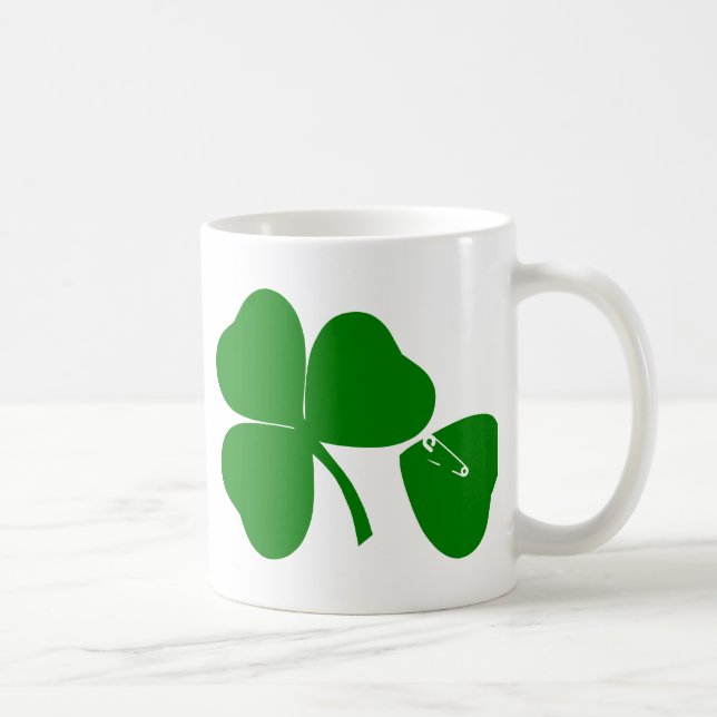 Taza De Café Día de San Patricio - Obtén suerte 3 + 1 hojas = 4 (Derecha)