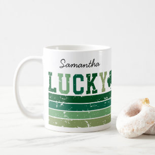 Taza De Café Día de San Patricio Retro Personalizado "Afortunad