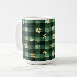 Taza De Café Día de San Patricio Tréboles de oro de cuadros ver