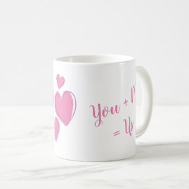Taza De Café Día de San Valentín Adorable Rosa y Morado Tú + Yo
