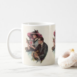 Taza De Café Día de San Valentín Amor y Romance Victoriano Vint