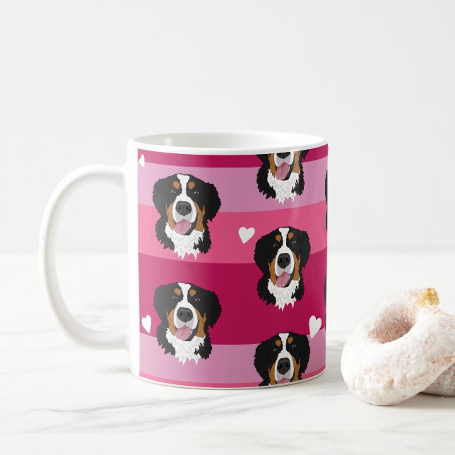 Taza De Café Día de San Valentín Bernese Mountain Dog (Con donut)