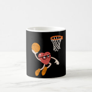 Taza De Café Día de San Valentín Corazón Hundido Baloncesto Lin