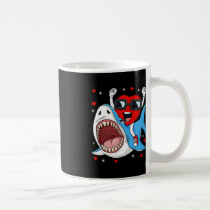 Taza De Café Día de San Valentín Corazón montando Tiburones Div
