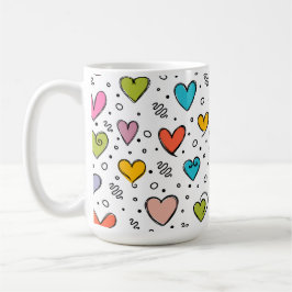 Taza De Café Día de San Valentín corazones lindos coloridos