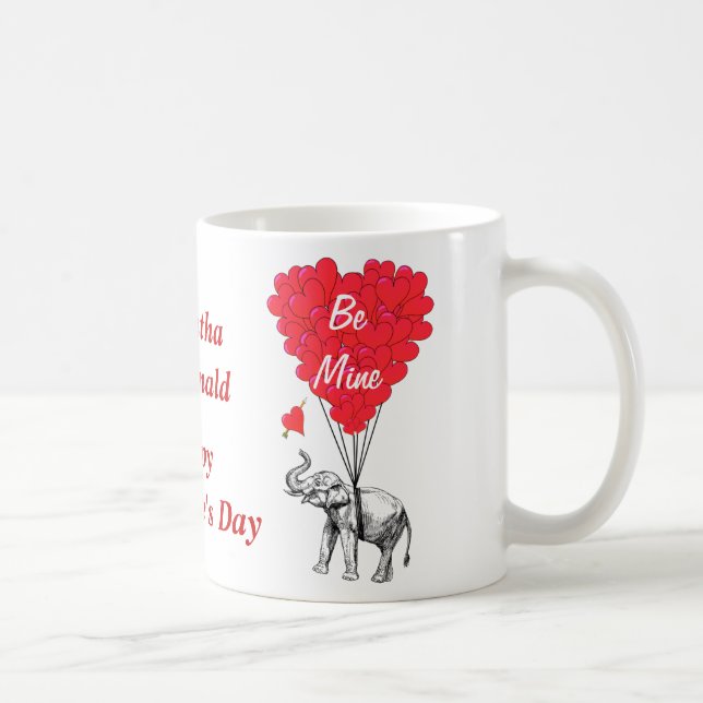 Taza De Café Día de San Valentín de elefantes personalizado (Derecha)