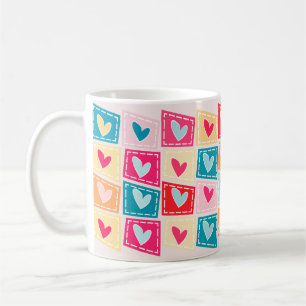 Taza De Café Día de San Valentín de patrón de corazón corto col