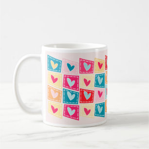 Taza De Café Día de San Valentín de patrón de corazón corto col