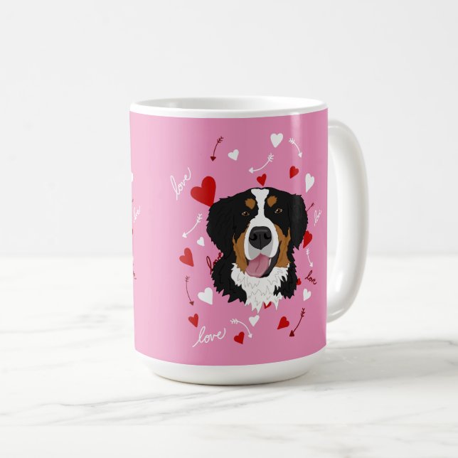 Taza De Café Día de San Valentín de Perro de Montaña de Bernese (Anverso derecho)
