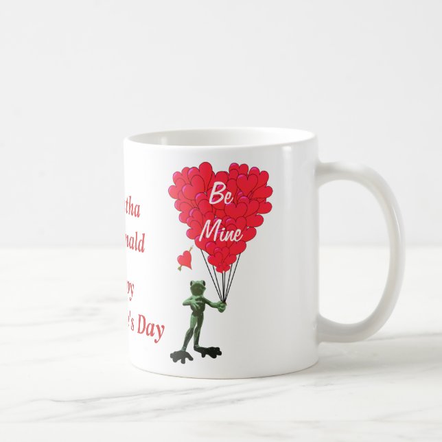 Taza De Café Día de San Valentín de rana lindo personalizado (Derecha)