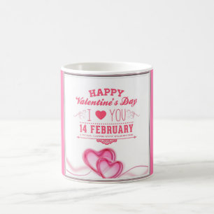 Taza De Café Día de San Valentín feliz rosado romántico
