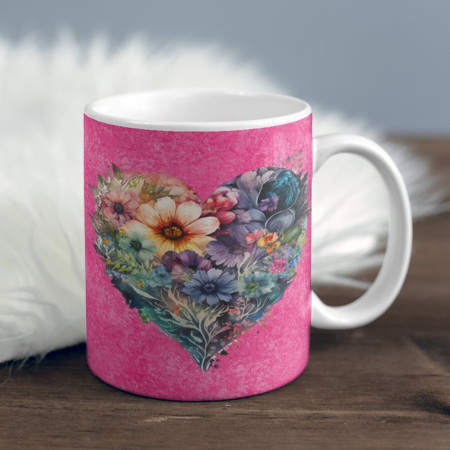 Taza De Café Día de San Valentín floral cutáneo personalizado c (Subido por el creador)
