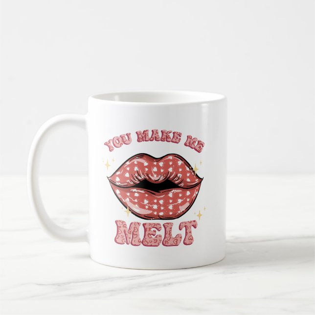 Taza De Café Día de San Valentín Labios Beso Me Derrite (Izquierda)