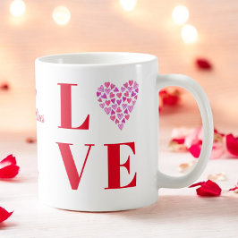 Taza De Café Día de San Valentín Love Script Couple Photo