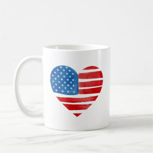 Taza De Café Día de San Valentín Patriótico del Corazón de la B